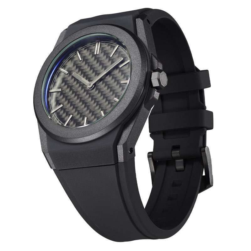 GM-8079 Factory Price Wholesale Mens Watch Carbon Fibre Dial Sport Style Rubber Band Mens Watch