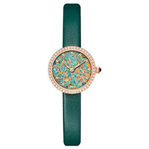 Vintage Luxury Style Unique Green Grain Dial With Diamond Bezel Ladies Wrist Watch GF-7081
