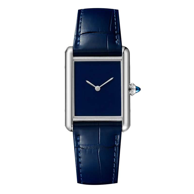 GF-7063 Women&rsquo; s Watch Blue color Stainless Steel Square Shape Quartz Watch With Leather Strap China Custom Brand Watch Factory