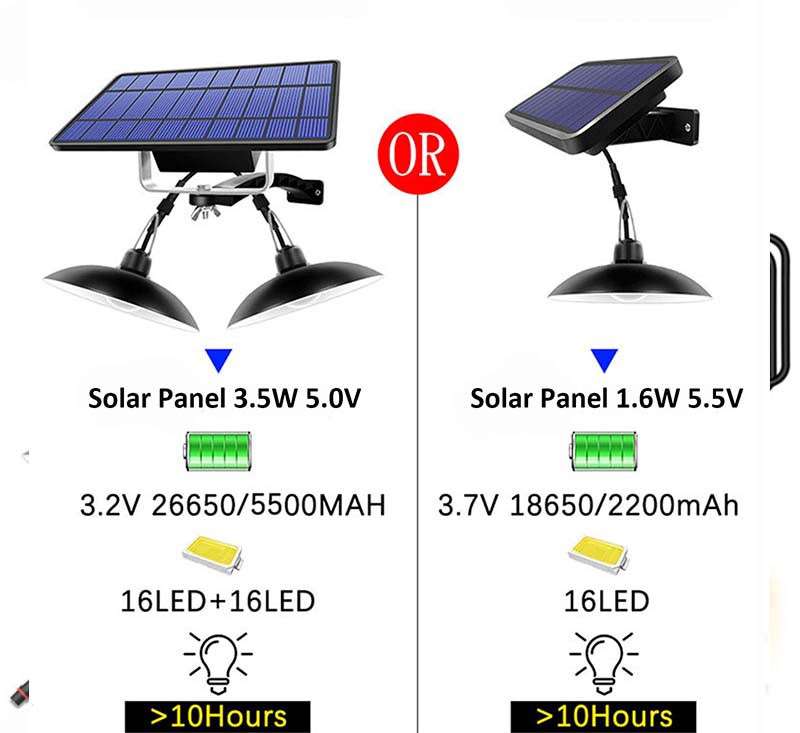 SunPower Two Heads 32leds Hanging Solar Ceiling Light For Door/Garage