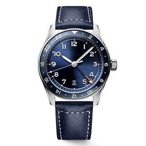 GMT Watch For Man Genuine Band Sun Ray Blue Dial Custom Logo Mens Wrist Watch GM-8069
