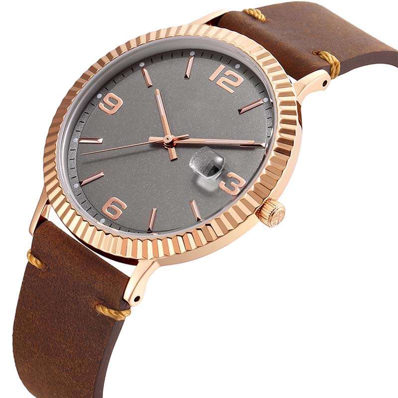 The Best Men Watch Luminous Pointer Belt Watch Brown Belt Grey Dial Men's Custom Watch GM-8076