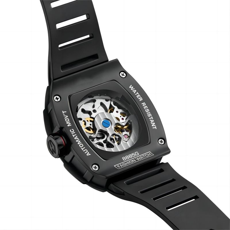 CMW-8021 Mens Skeleton Mechanical Psychic Compass-Black Watch Custom Logo