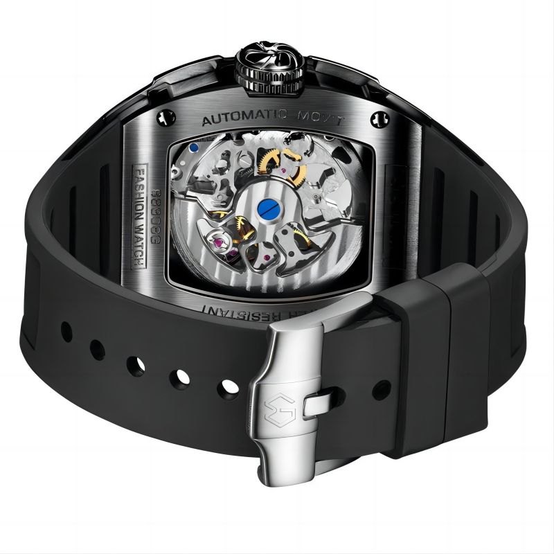 CMW-8022 Mens Skeleton Mechanical Psychic Compass-Black Watch (NEW Upgrade) Custom Logo