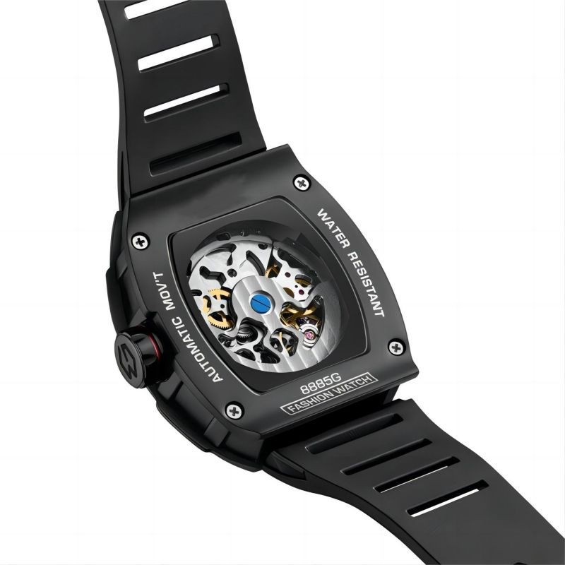 CMW-8025 Mens Skeleton Mechanical Psychic Compass-Orange Watch Custom Logo