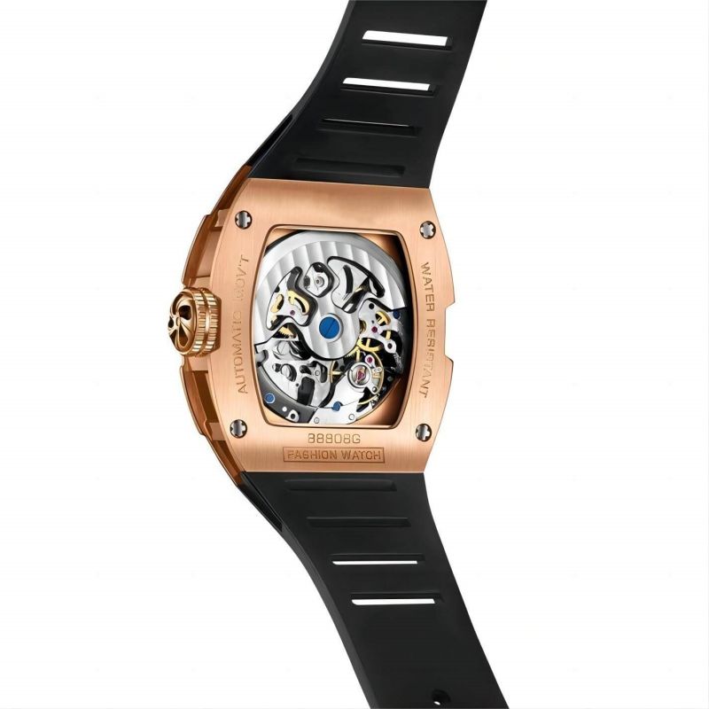 CMW-8027 Mens Skeleton Mechanical Psychic Compass-Rose Gold Watch (NEW Upgrade) Custom Logo