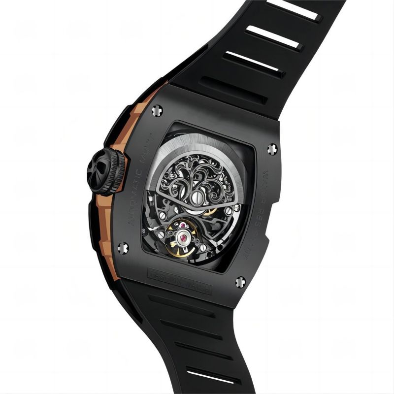 CMW-8029 Mens Skeleton Mechanical The X Series-Black Watch Custom Logo