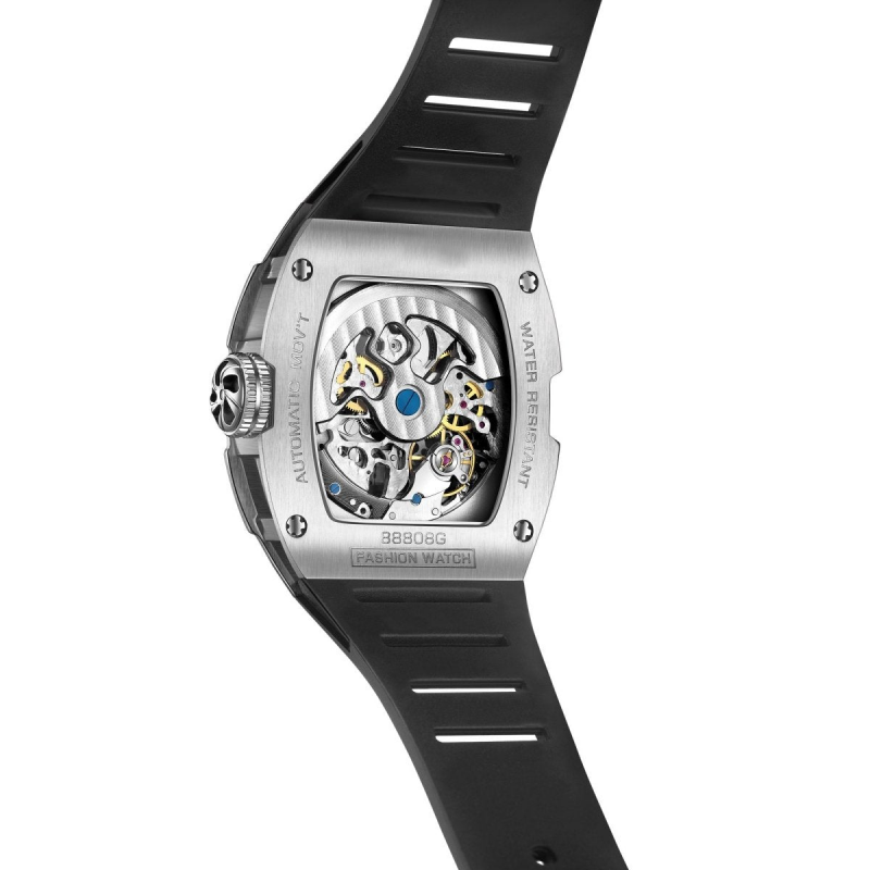 CMW-8044 Mens Skeleton Machine Automatic Silvery Watch Watch Custom Logo