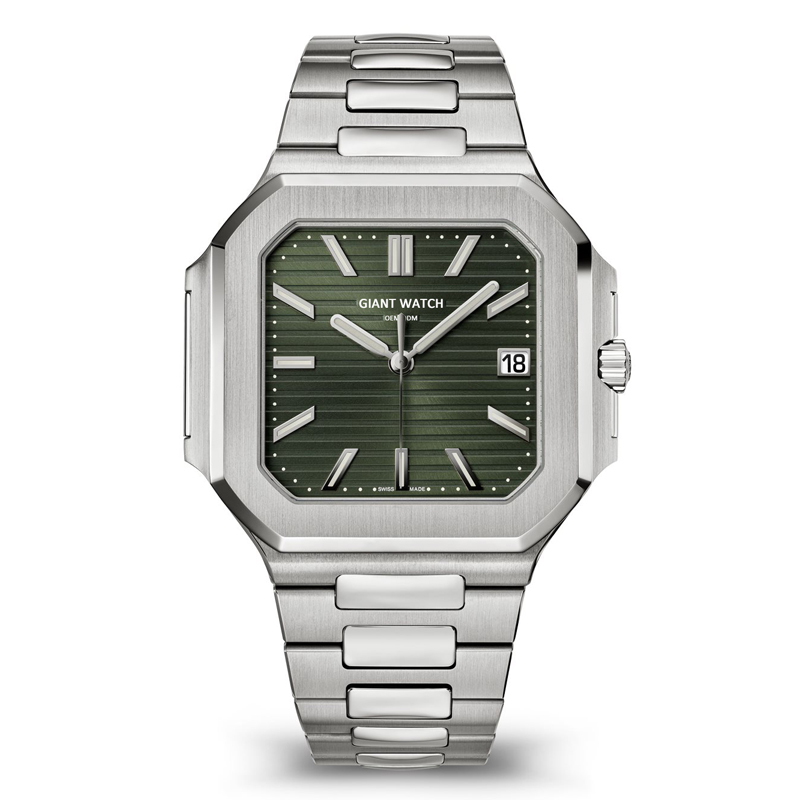 GM-5821/1A New Men's Olive Green Dial Stainless Steel Auto Date Strap Luminous Automatic Mechanical Watch