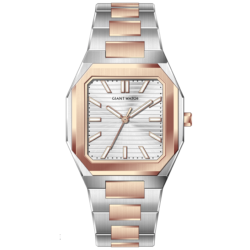 GM-8222A Men's Square Watches with Japanese Quartz Movement - Wholesale OEM & ODM Silver and Rose Gold Designs