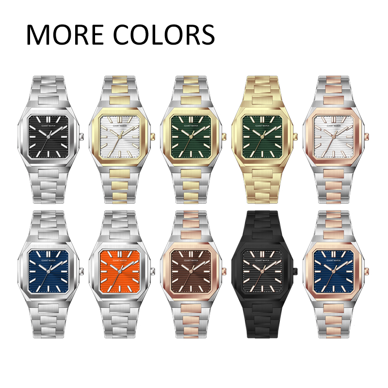 GM-8222A Wholesale OEM ODM Silver Golden Japanese Quartz MovementSquare Watches for Men