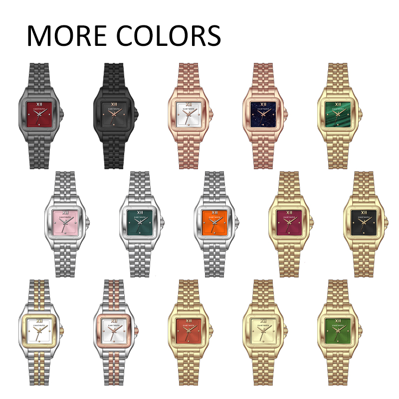 GM-S01 Low-Priced Women’s Quartz Watch with Square Brass 22x30MM Case, Stainless Steel Strap, Hard Mineral Glass, 3ATM Waterproof, Japanese Movement