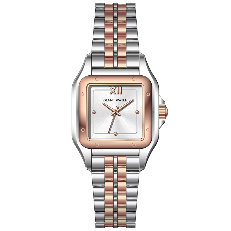 GM-S01 Modern Women’s Square Watch - Affordable 22x30MM Brass Case, Hard Mineral Glass, Japan Quartz Movement, Stainless Steel Strap, 3ATM Waterproof