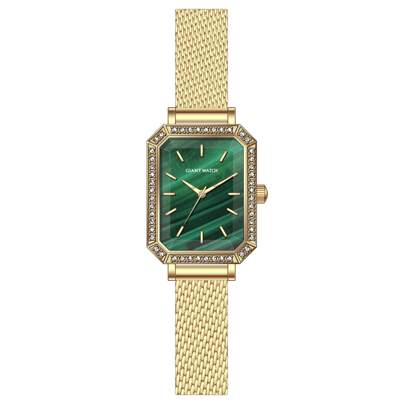 GM-2025 Elegant Square Watch with Japanese Movement, Mesh Strap & Diamond Case Women's Watch