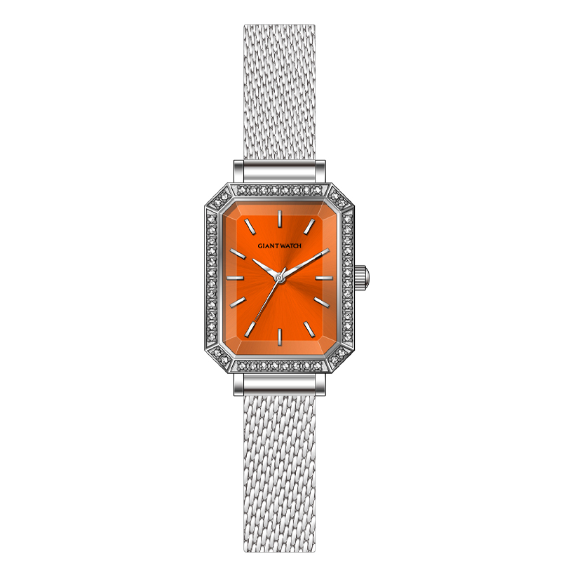 GM-2025-6 Elegant Women’s Square Watch with Japanese Movement, Mesh Strap, Diamond Case, Octagon Design & 5ATM Waterproof