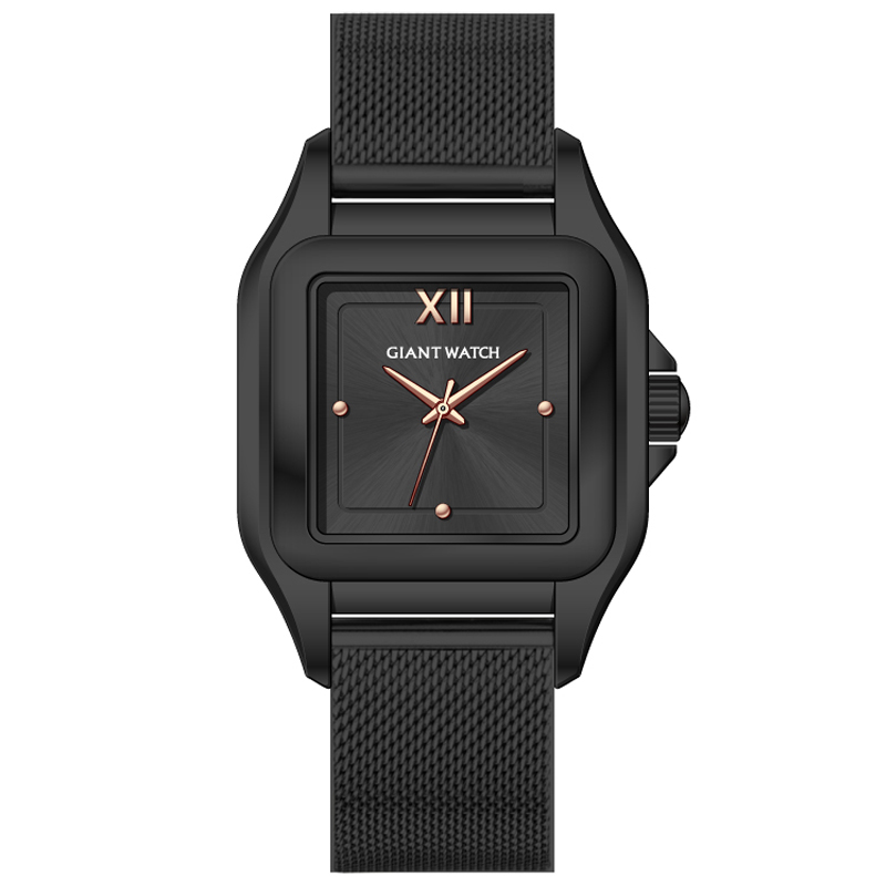 GM-8223 3ATM Waterproof Square Watch for Women, 22mm*30mm, Mesh Strap, Sleek Minimalist Design