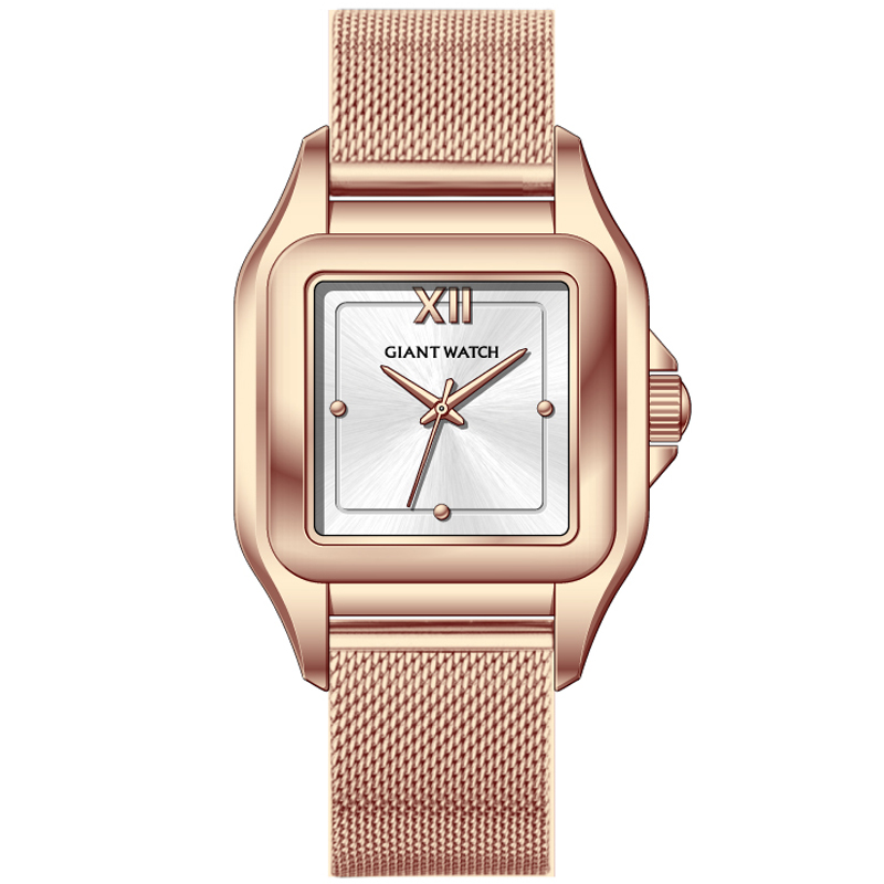 GM-8223 Women’s 3ATM Waterproof Square Watch, Mesh Strap, 22mm*30mm, Minimalist Style