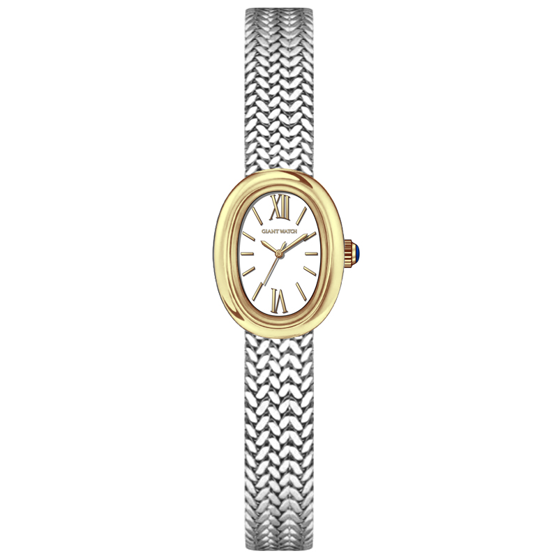 S09 Elegant Elliptical Women's Watch - PC11 Caliber & Baignoire-Style Case 36mm SS Bracelet
