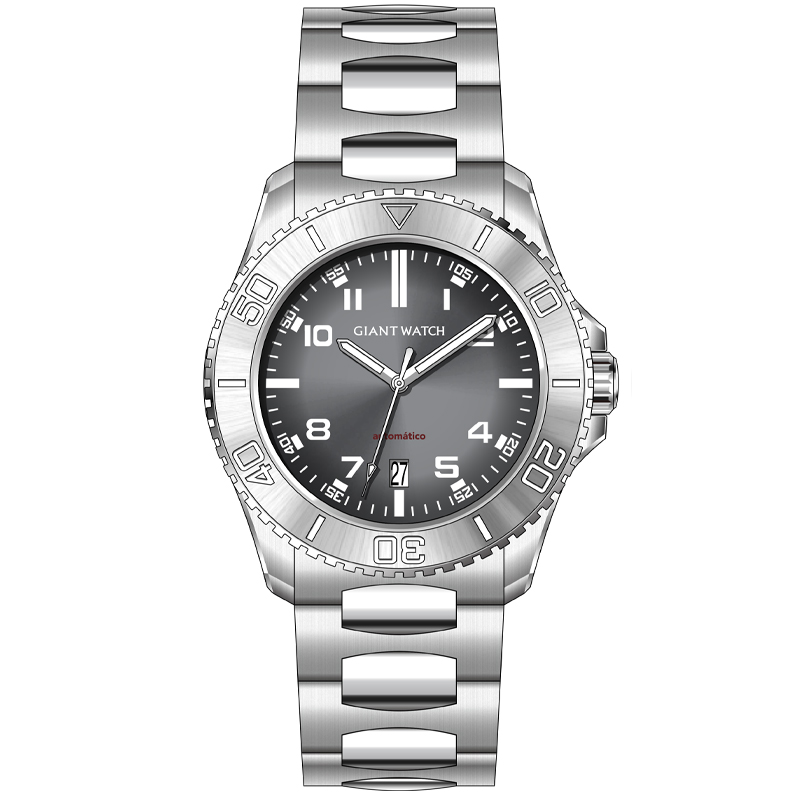 S11 Durable 42mm Auto Watch - Sunburst OR Hammer Texture Dial, Luminous Markers, Solid Steel Band, Screw-Down Caseback