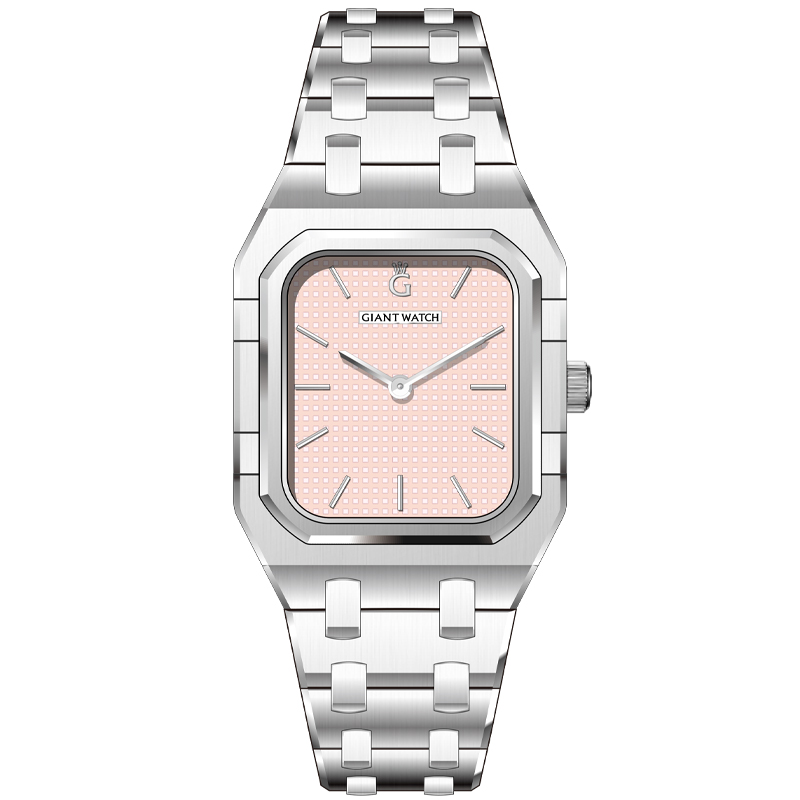 S12 Sleek 304 Stainless Steel Watch - Acid-Etched Dial, UP Indexes, Simple 2-Hand Movement, Press Back Case