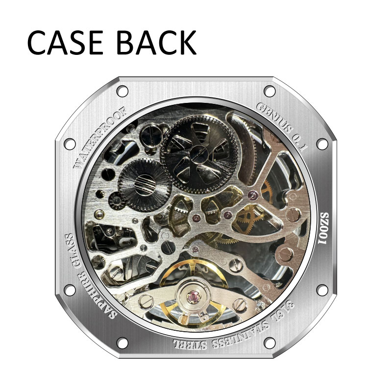 New Design Custom Classic Business Skeleton Mechanical Watch With Logo Water-Resistant 46MM Square Automatic Watch