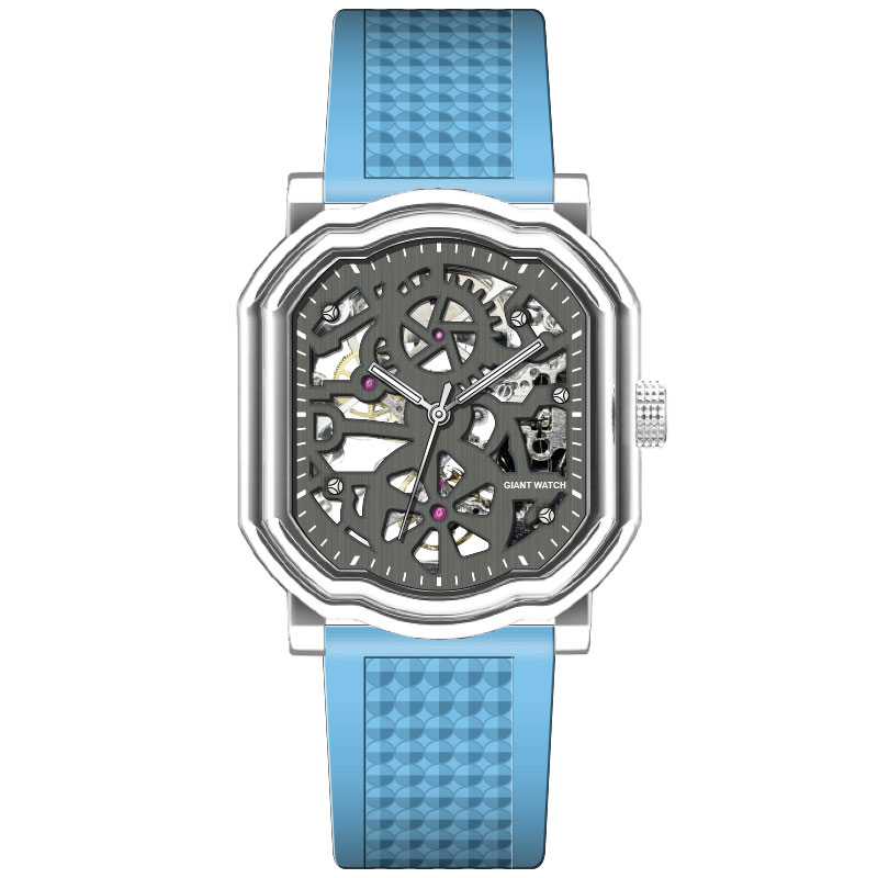 New Design Custom Classic Business Skeleton Mechanical Watch With Logo Water-Resistant 46MM Square Automatic Watch