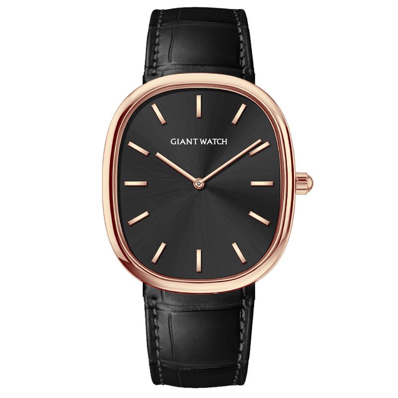 Ultra-thin Fashionable Quartz Analog Wristwatch Stainless Steel Case Leather Strap Buckle Stylish Analog Dial Luxury Men's Watch