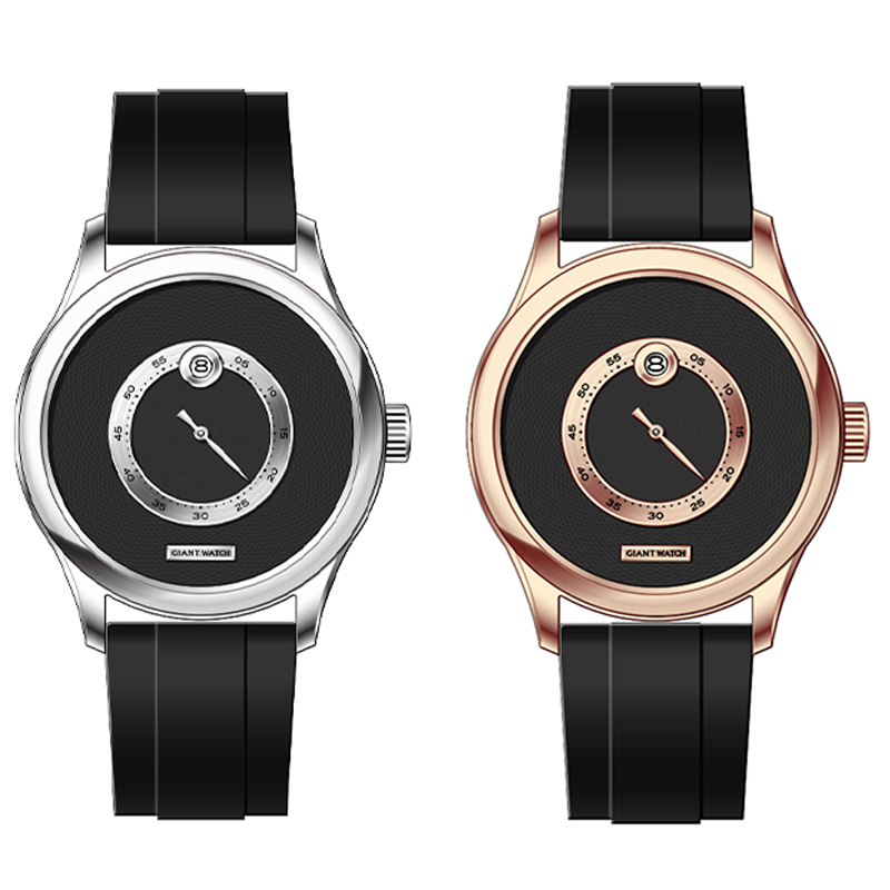 Minimalist 39mm Jump Hour Watch For Men Stainless Steel Silicone Strap 3ATM Waterproof Automatic Watch