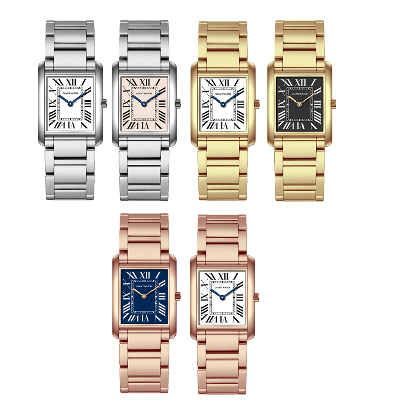 Minimalist Sports Luxury Ladies Quartz Watch Square Stainless Steel Leather Strap VJ20 3ATM Watches