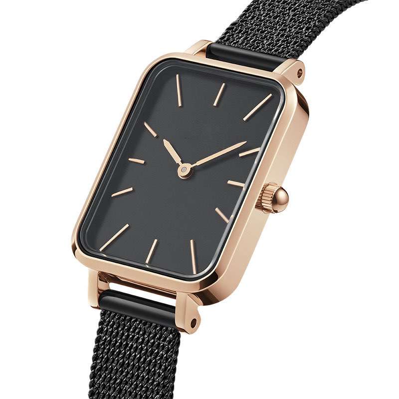 GF-7042 High Quality Watch With Square Dial Woman Black Watch China Watch Factory