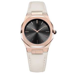  Rose Gold Case With Black Dial Watch Genuine Leather Band Ladies Watch China Watch Factory GF-7048