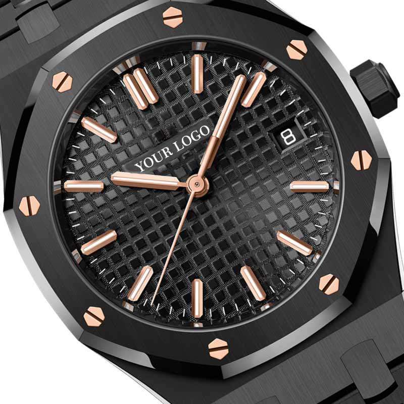 Classic Black Watch Gold Indexes Elegant Stainless Steel Men Watch OEM Watch China Watch Suppliers GM-8022