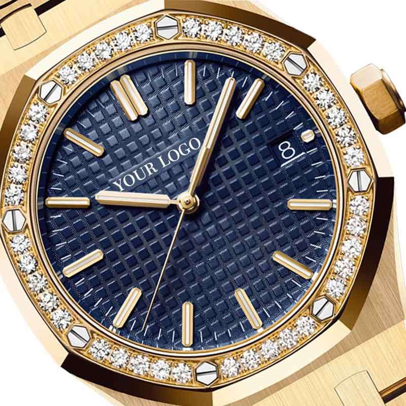  New Fashion Women Watch Rose Gold Luxury Diamond Wristwatch Delicate Classic Style Bracelet Private Label Lady Watch GF-7049