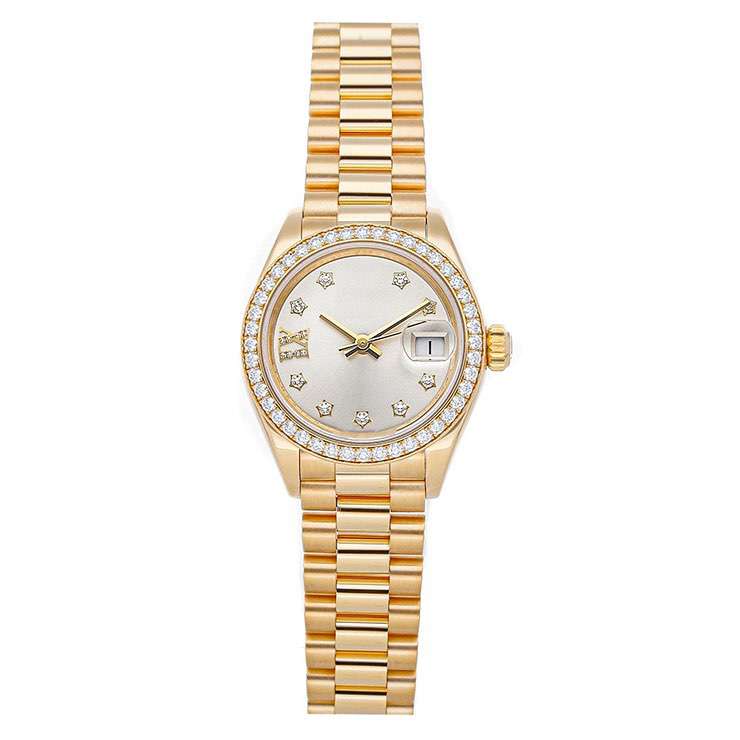 GF-7071 Whole Gold Color Ladies Watch With Diamond Bezel Top Quality Stainless Steel Quartz Watch Custom Logo