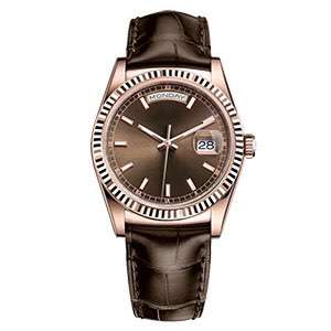 GM-8061 Business Style Mens Watch With Leather Band Brown Color Japan Movement Watches Make In China