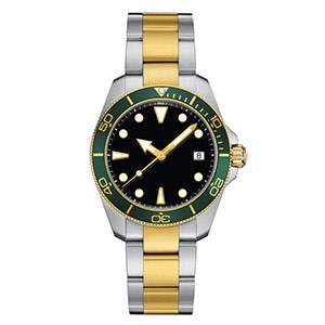 GD-1018 Fashion Style Black Dial With Green Bezel Double Color Steel Band Men Wristwatch Custom Logo