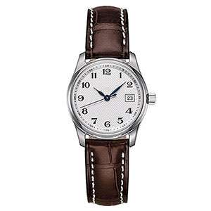 GF-7089 Classic Luxury Style Round Case With Leather Brown Band Automatic Watch For Women