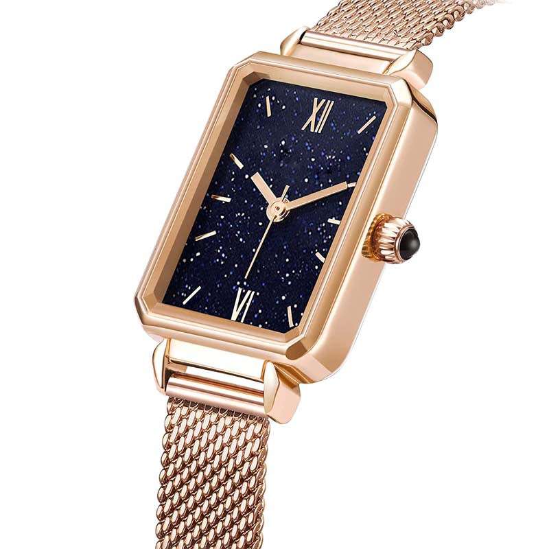  Elegant Womens Watch Rose Gold Color Shape Watches Quartz Watch Elegant Mesh Style Ladies Watch GF-7086